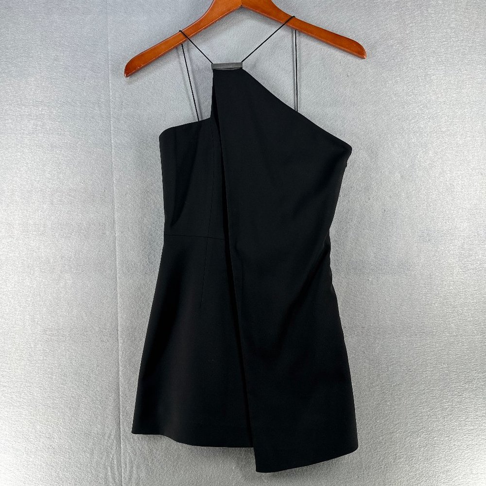 Milin Womens Asymmetric Dress 0 XS Back Mini Spaghetti Lined Cocktail Dress
